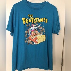 The Flintstones Graphic T-Shirt Large Blue Cartoon Short Sleeve Tee